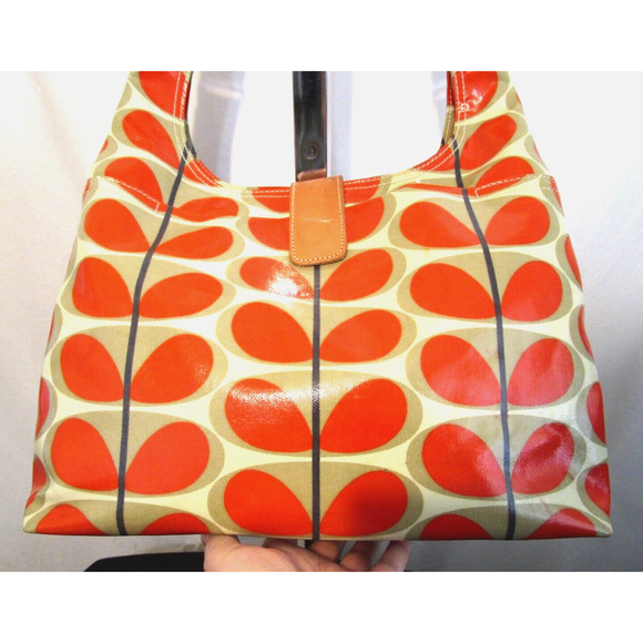 Orla Kiely Orange Stem Print Coated Canvas Midi Sling Crossbody Purse - Picture 7 of 11